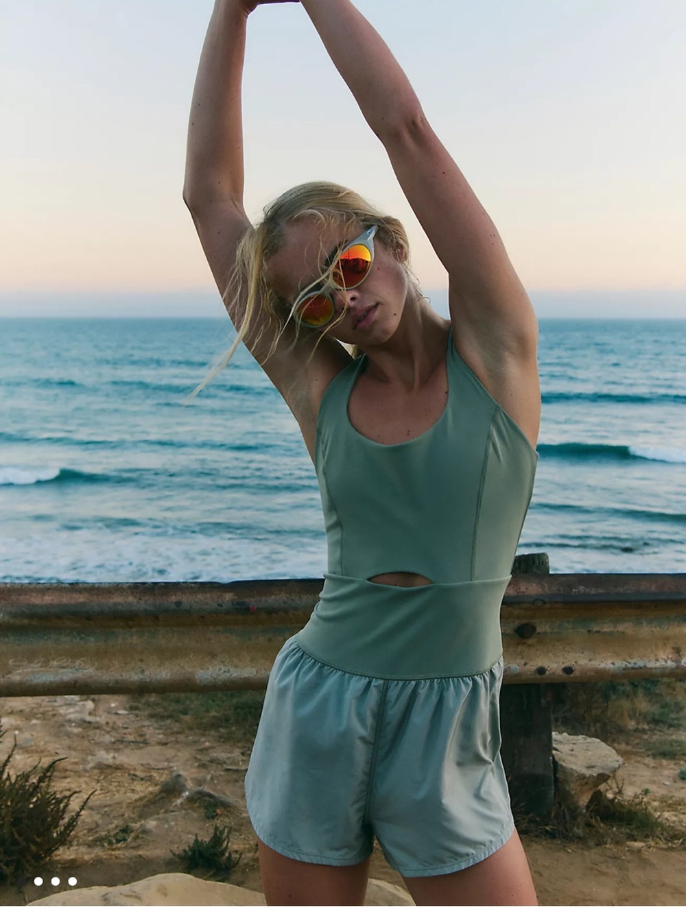 Women’s Free People Righteous Runsie Green One-Piece Romper